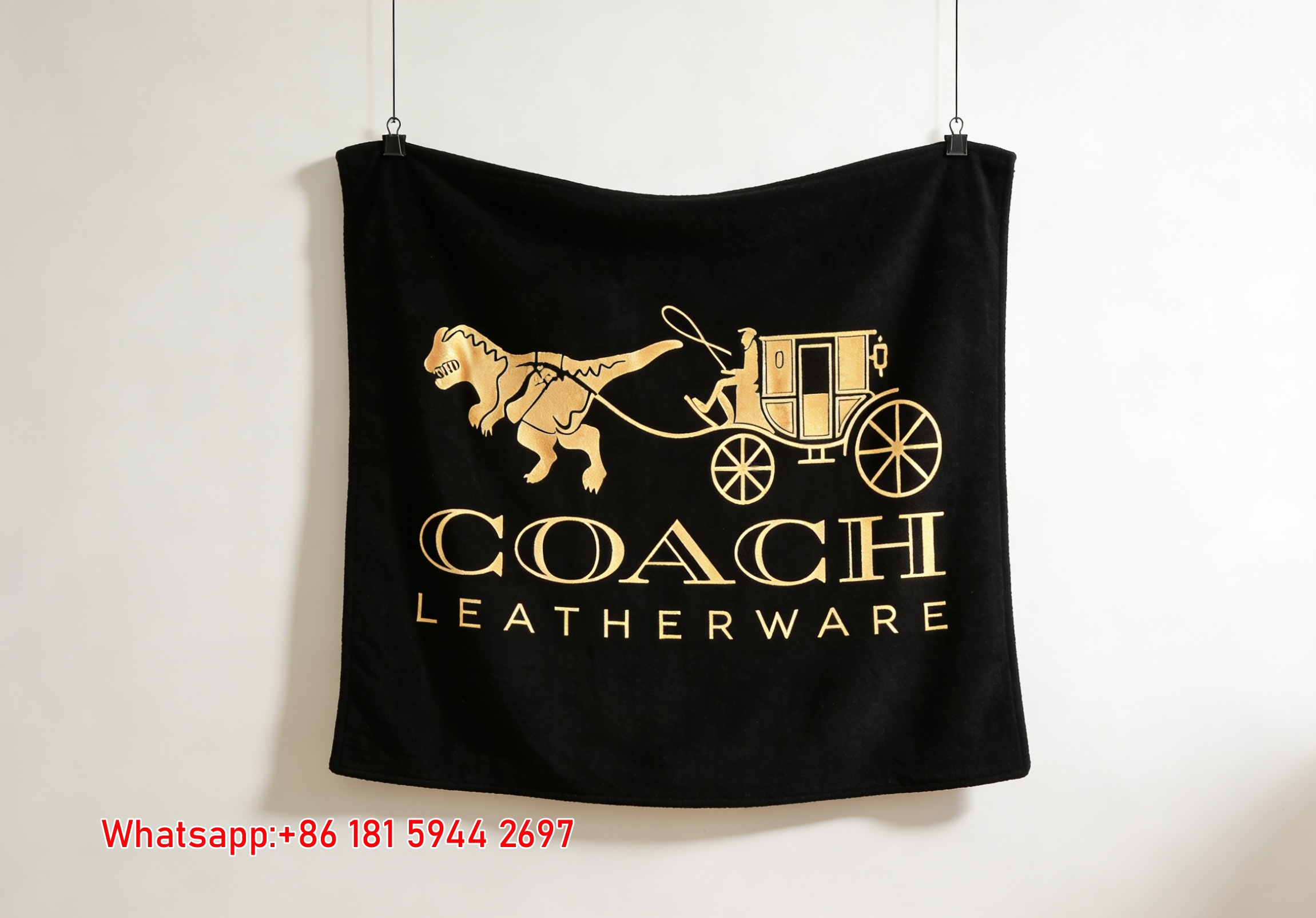 Coach T-Rex Carriage Gold Monogram Flannel Throw Blanket C027
